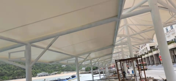 珠海東澳島碼頭膜結構雨棚完工